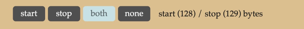 The both start and stop bytes option selected in the serial communication Max patch